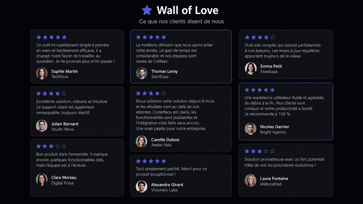 Créez votre Wall of Love — sans design ni développeur